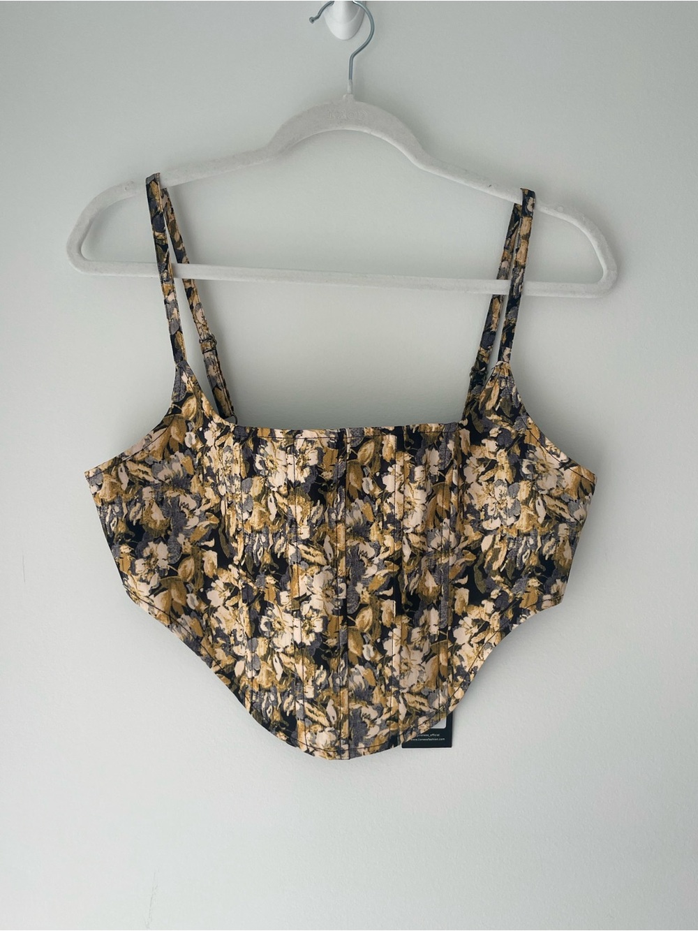 Lioness Floral Printed Corset Tank Top in Black and yellow size us 4